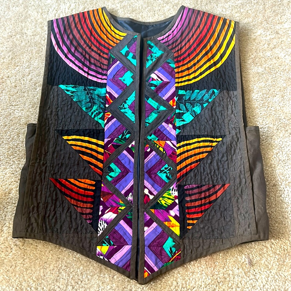 Art to wear REE NANCARROW rain forest vest VTG Designs Vtg Hippie Western hi low